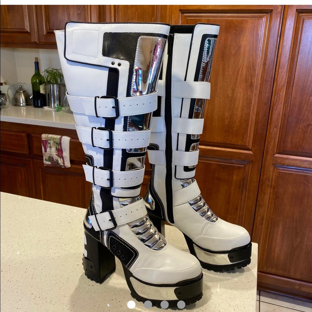 Poster Girl Dolls Kill Platform Rave Boots 8 White Ra… - Gem